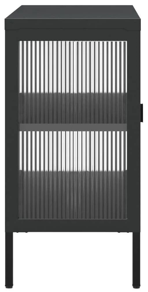 Aparador 105x35x70 cm vidro e aço preto