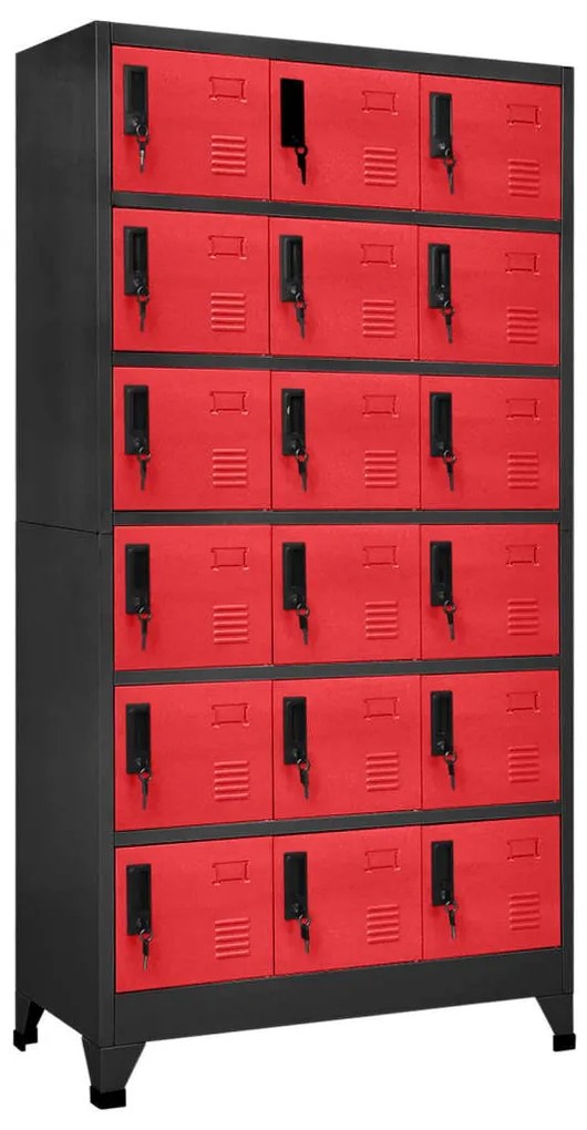 vidaXL Cacifo 90x40x180 cm aço antracite e vermelho