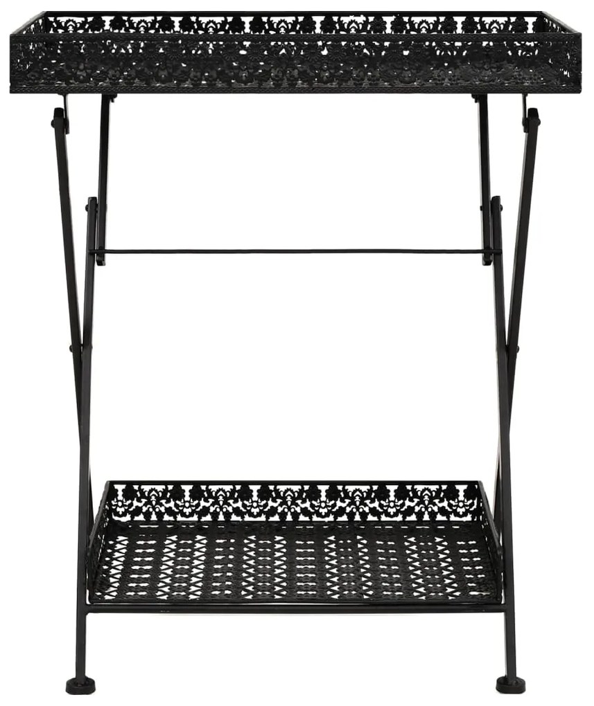 Mesa de chá dobrável estilo vintage metal 58x35x72 cm preto