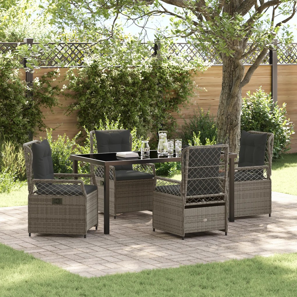 vidaXL Conjunto de Jantar de Jardim de 5 Peças Cinza Vime PE