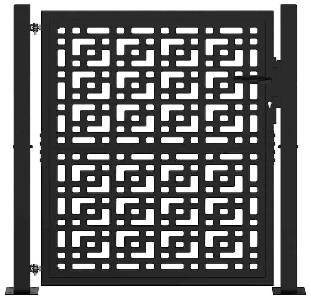 Portão de jardim 105x106 cm design cruzado de aço preto