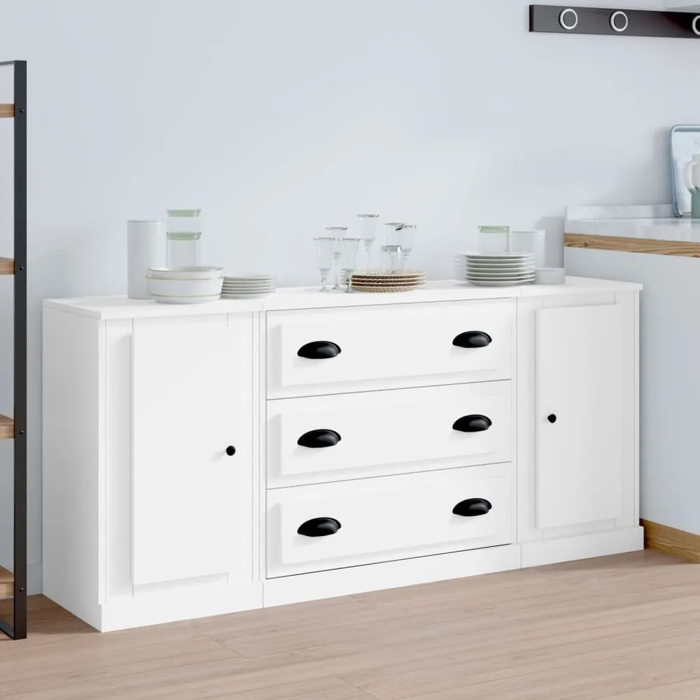 vidaXL Aparadores 3 pcs madeira processada branco