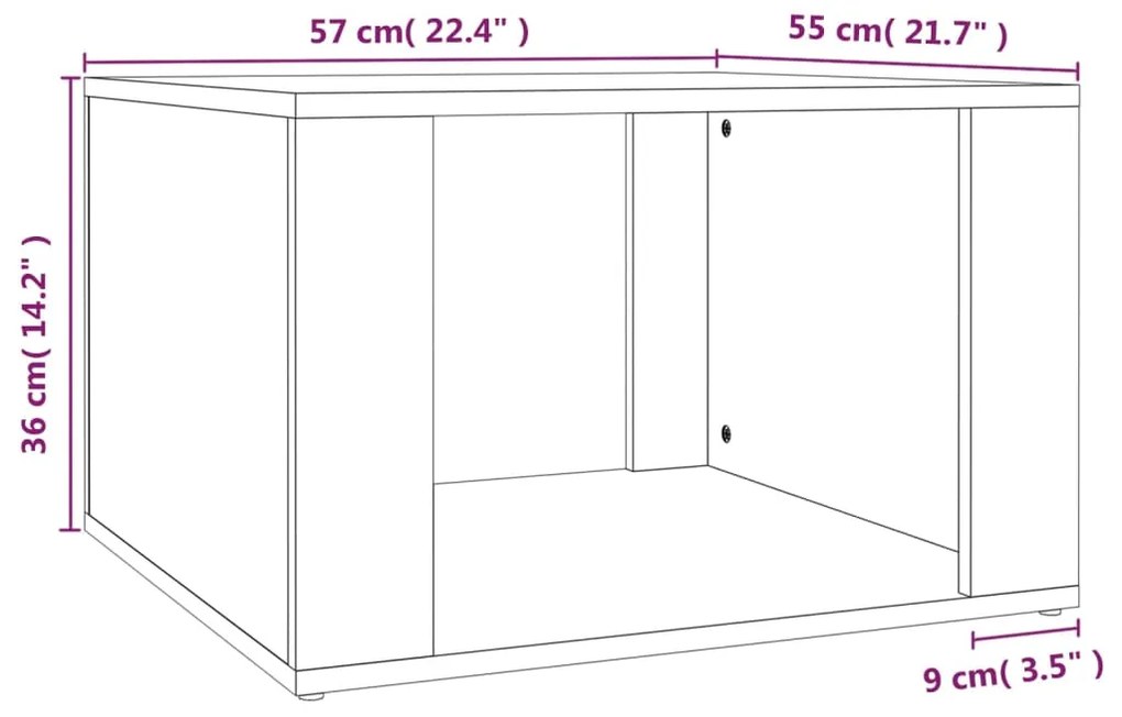 Mesa de cabeceira 57x55x36cm derivados madeira branco brilhante