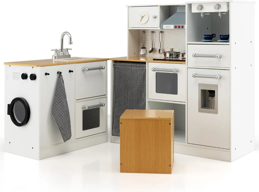 Cozinha de Brincar Infantil Lisboa – 2 em 1 com Luzes, Sons, Máquina d