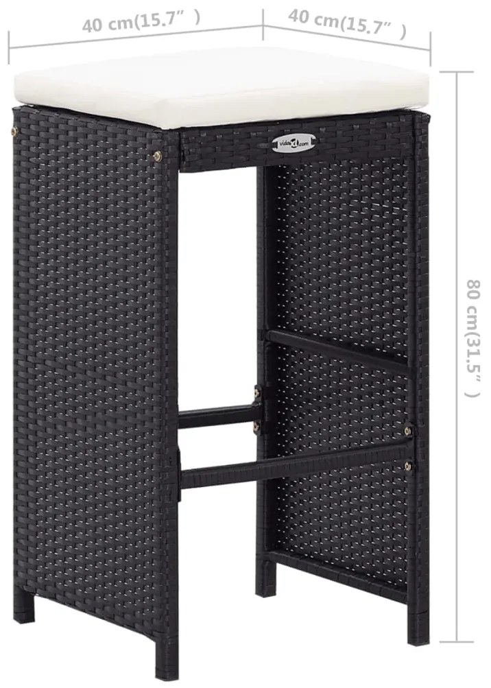Conjunto de bar para exterior 9 pcs vime PE preto