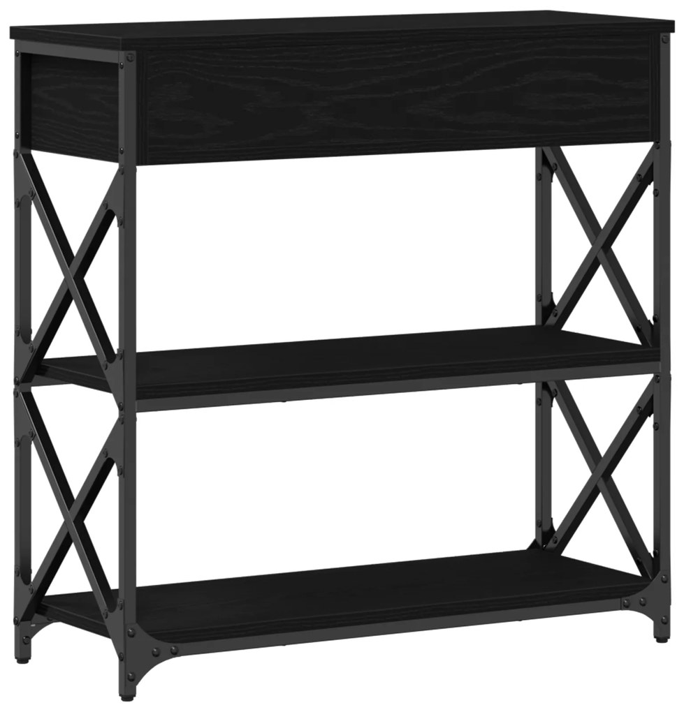 mesa de console vidaXL Preto Carvalho 75x28x75 cm Madeira de Engenhari