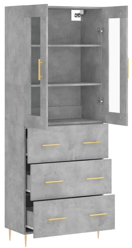 Armário alto 69,5x34x180 cm derivados de madeira cinza cimento