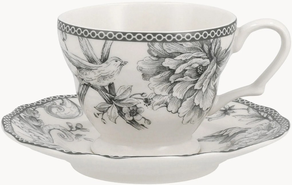 Chávenas de chá em porcelana com pires Mayfair, conjunto de 6