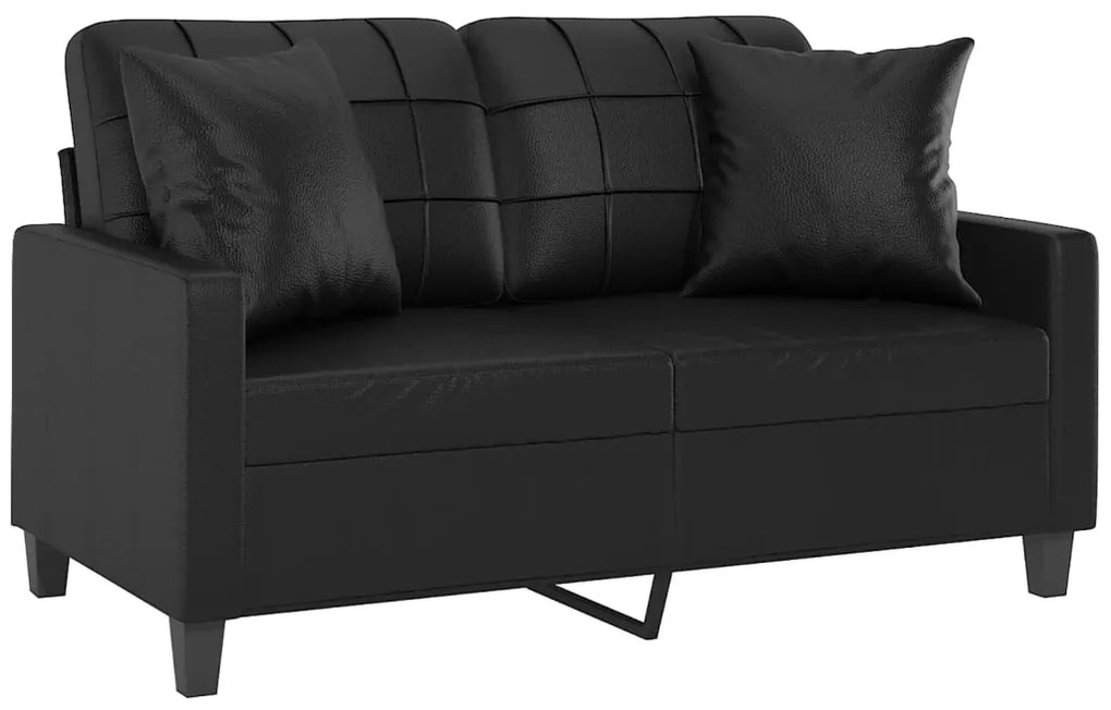 Sofá 2 lugares + almofadas decorativas 120cm couro artif. preto