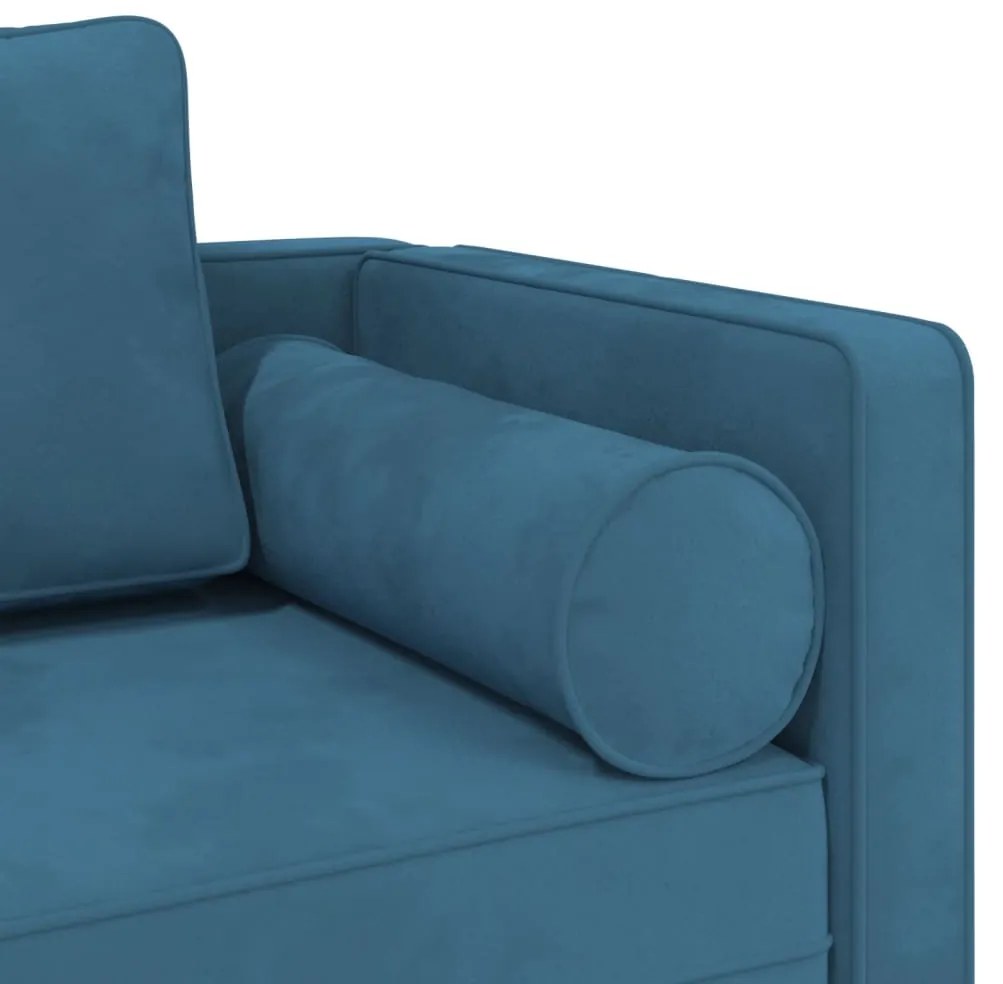 Chaise lounge com almofadões veludo azul