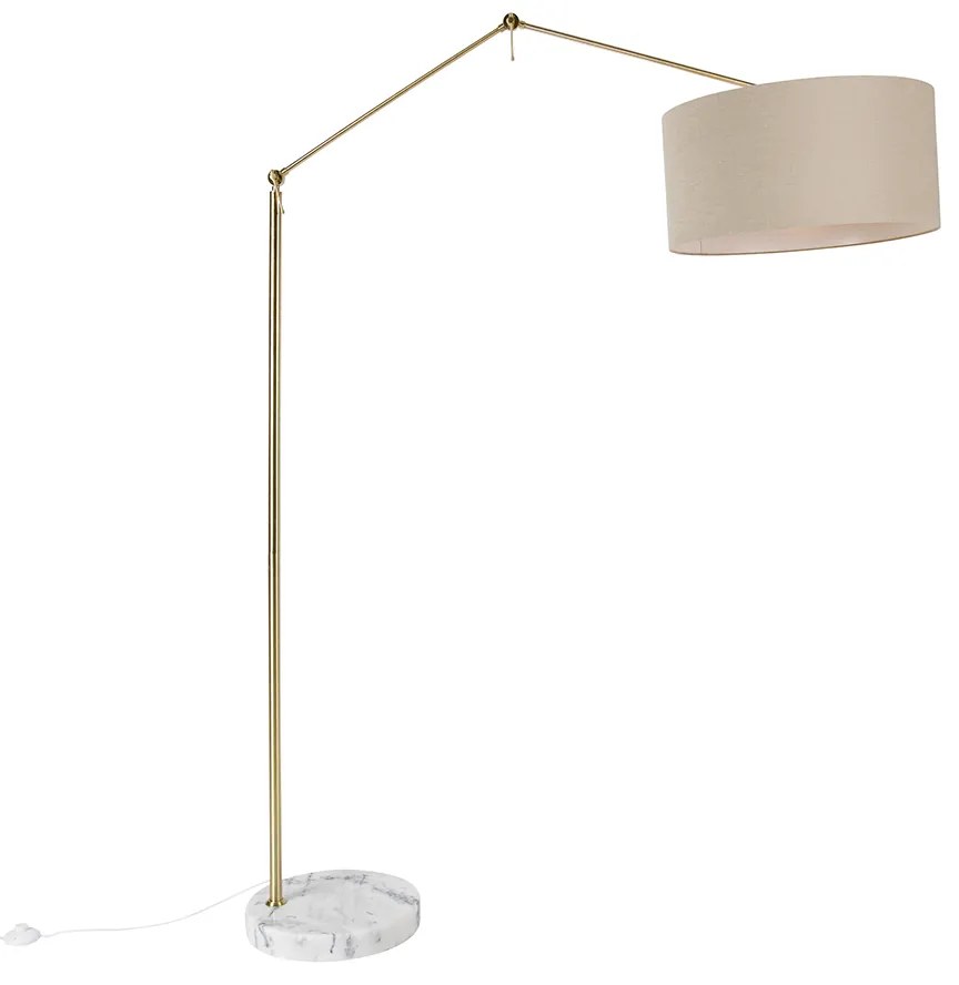 Candeeiro de pé dourado com cúpula castanho claro 50 cm ajustável - Editor