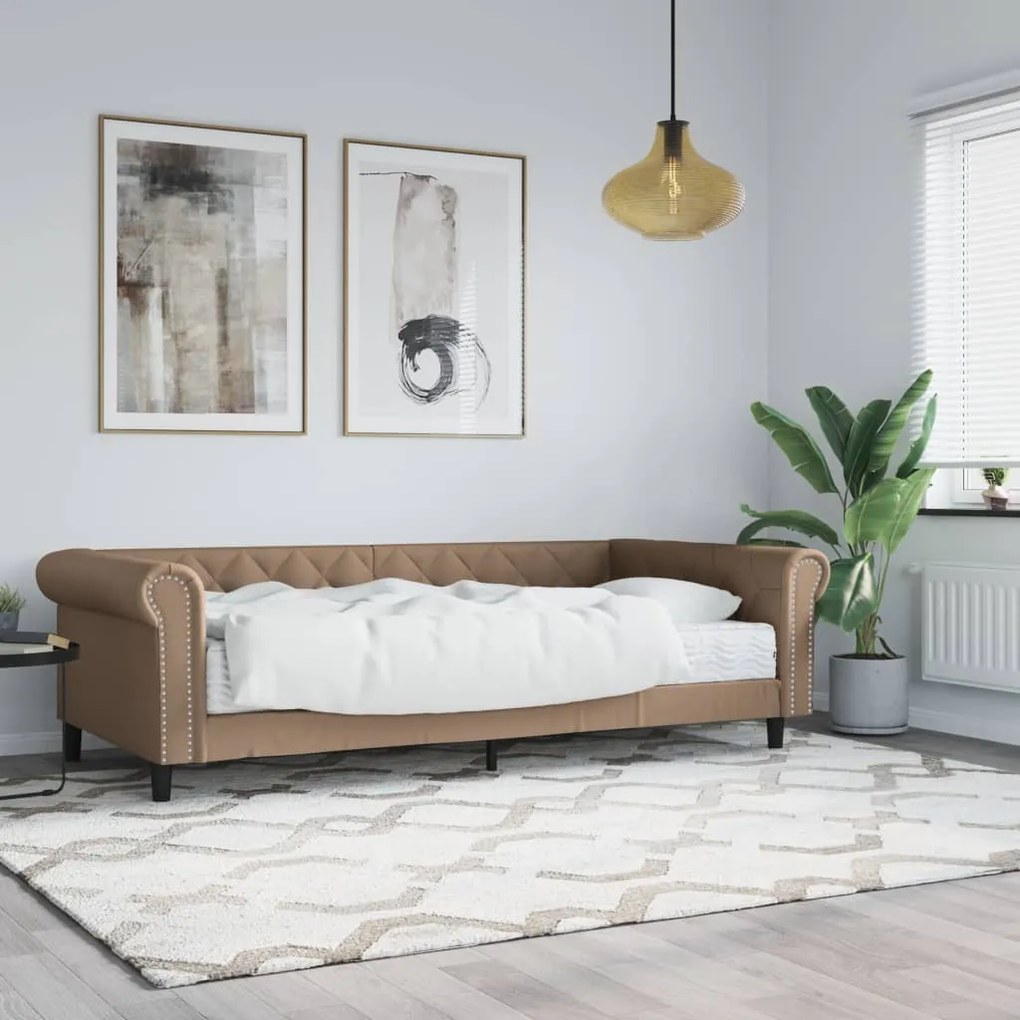 vidaXL Sofá-cama com colchão 90x200 cm couro artificial cappuccino