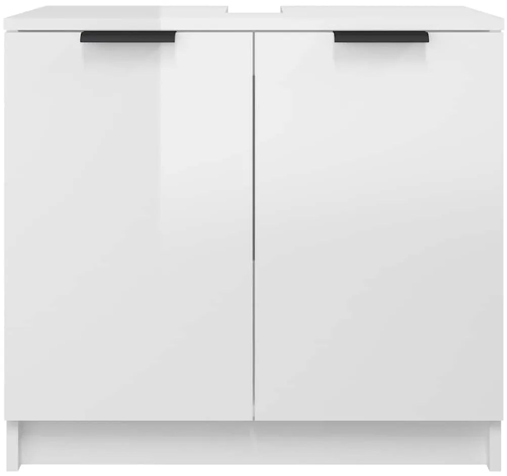 Armário casa de banho 64,5x33,5x59 cm madeira branco brilhante