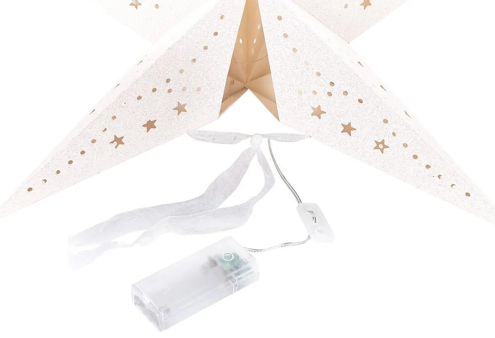 Conjunto de 2 estrelas de papel com LED em branco brilhante 60 cm MOTTI Beliani