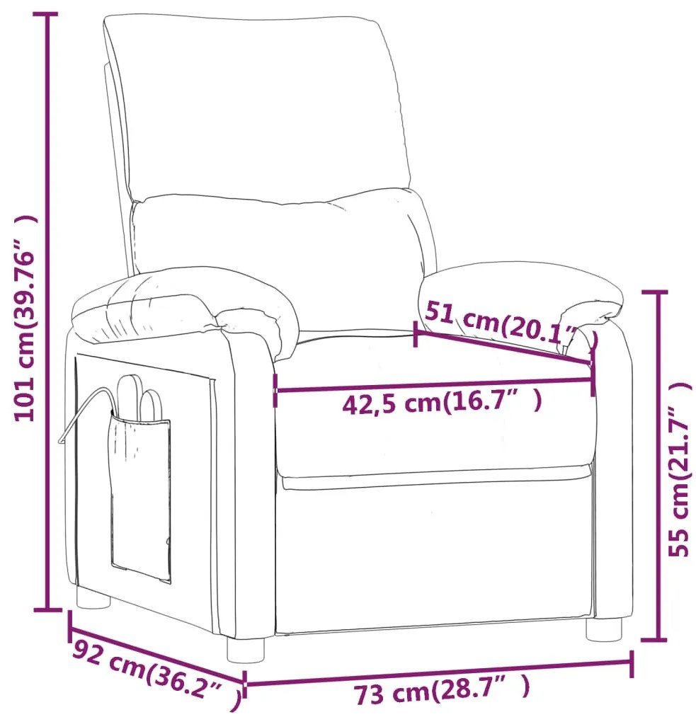 Poltrona de massagens tecido castanho-escuro