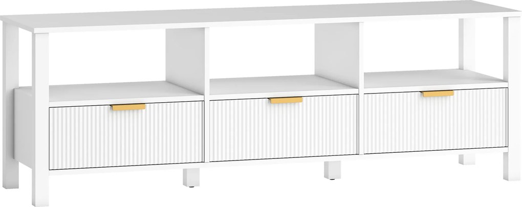 HOMCOM Móvel TV 152 cm, para TV até 165 cm com 3 gavetas e 3 prateleiras abertas, 152x39,5x50 cm, branco | Aosom Portugal