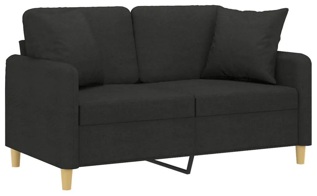 Sofá 2 lugares + almofadas decorativas 120 cm tecido preto