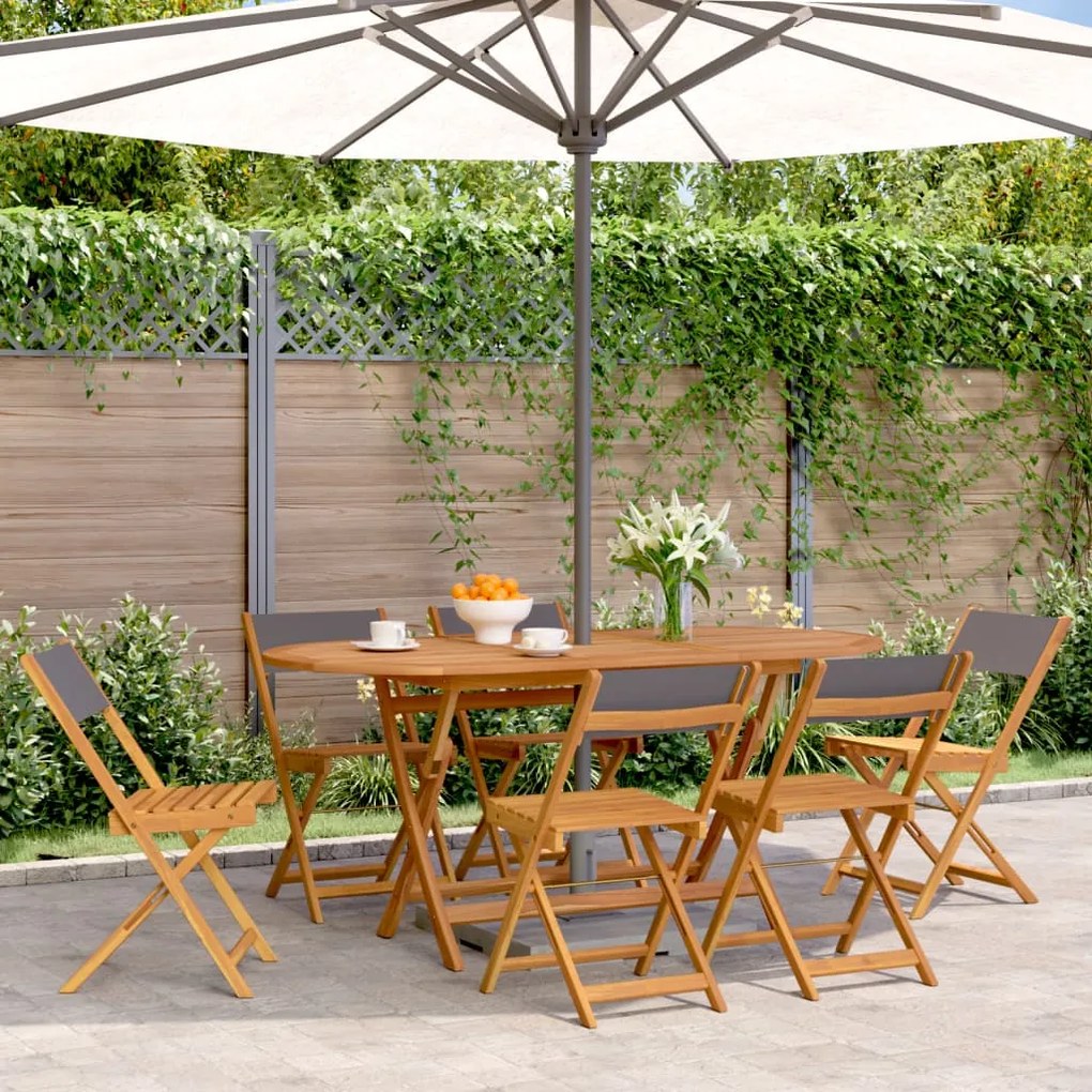 Cadeiras jardim dobráveis 6 pcs tecido/madeira maciça antracite