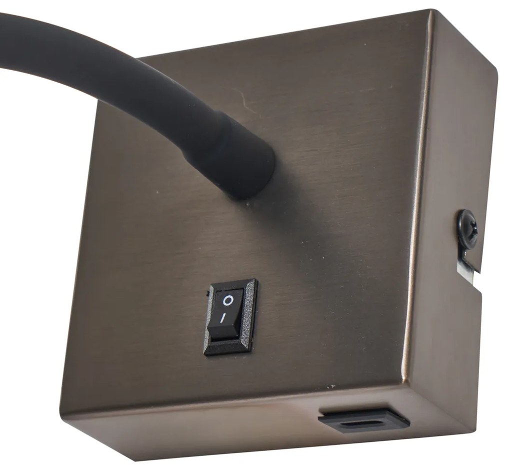 Candeeiro de parede moderno cor de chumbo com porta USB-C - Gosna