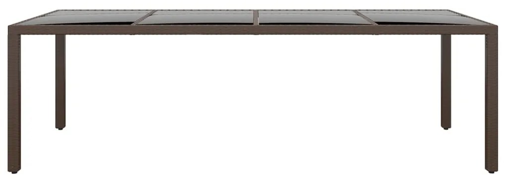 Mesa de jardim com tampo de vidro vime PE castanho