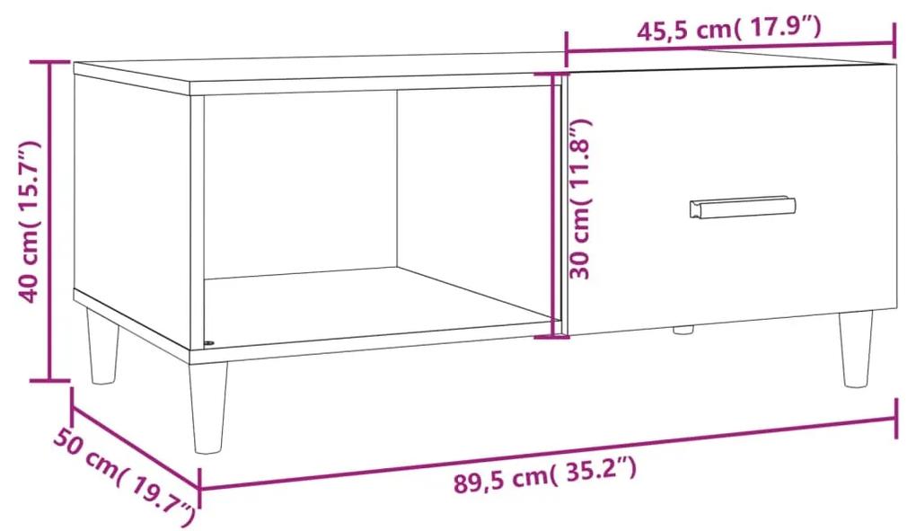 Mesa de centro 89,5x50x40 cm derivados madeira branco brilhante