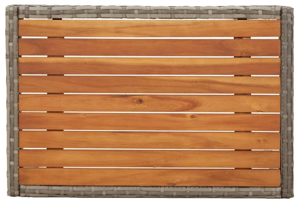 3 pcs conjunto lounge de jardim c/ almofadões vime PE cinzento