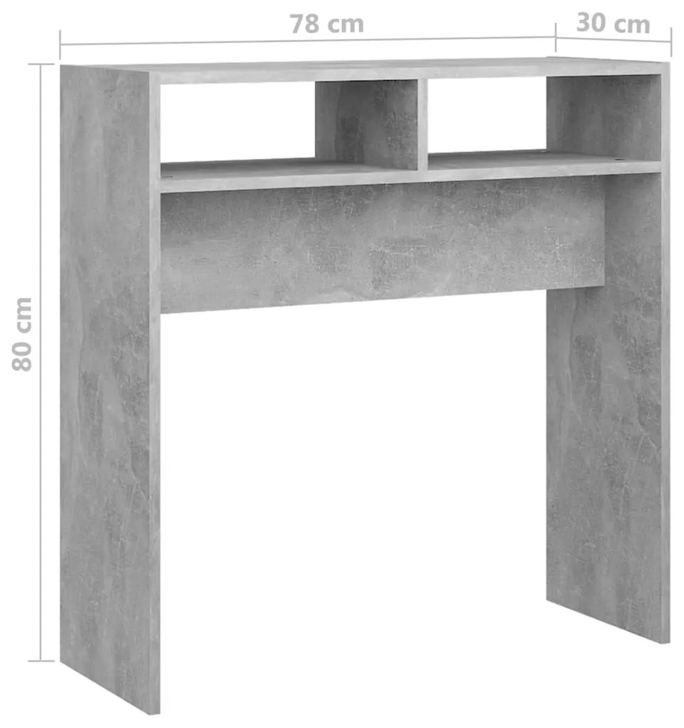 Mesa consola 78x30x80 cm derivados de madeira cinzento cimento