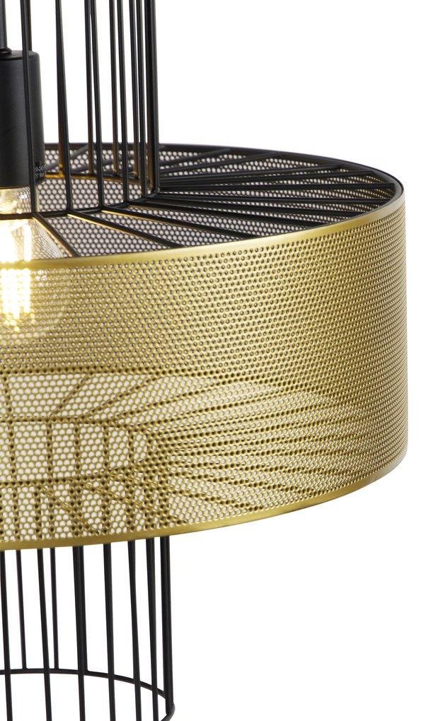 Candeeiro de suspensão design dourado com preto 40 cm - Tess Design