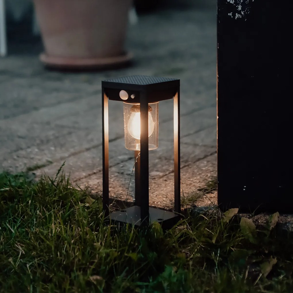 LED Candeeiro de pé exterior cinzento escuro 25 cm com luz regulável e sensor solar - Sonne Moderno