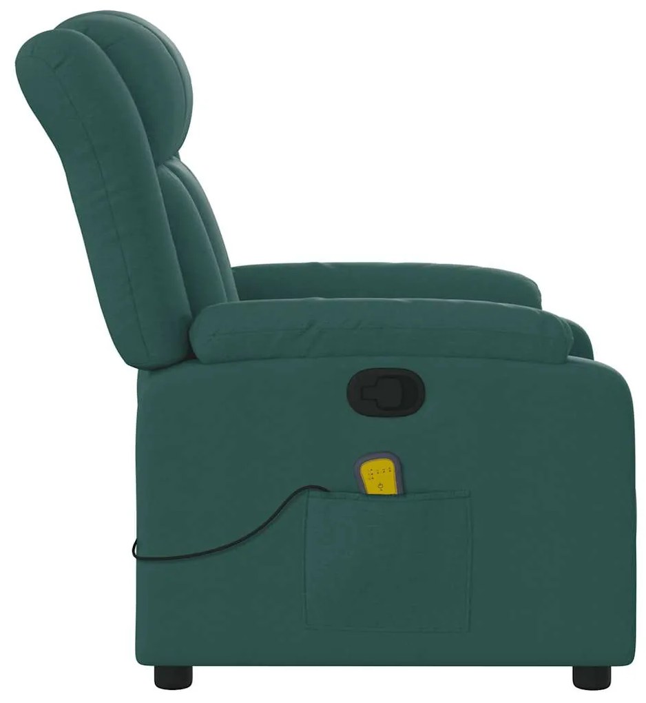 Poltrona de massagens reclinável tecido verde-escuro