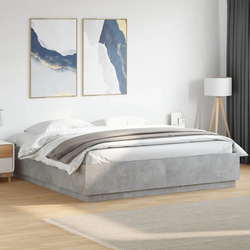 Estrutura de cama 200x200 cm derivados de madeira cinza cimento