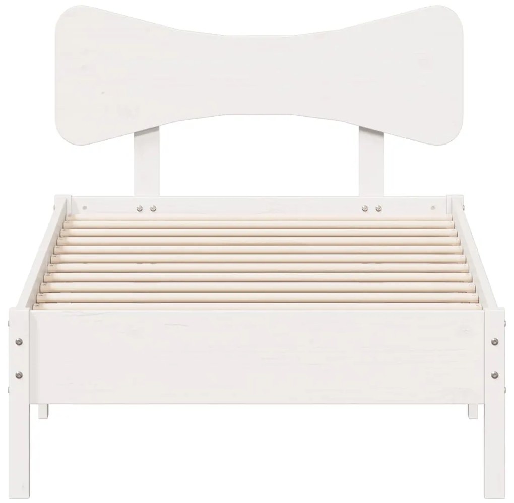 Cama sem colchão 90x200 cm madeira de pinho maciça branco