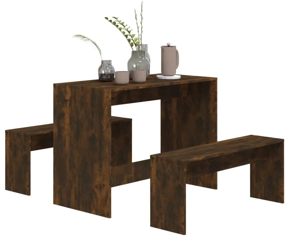 3 pcs conjunto de jantar derivados de madeira carvalho fumado