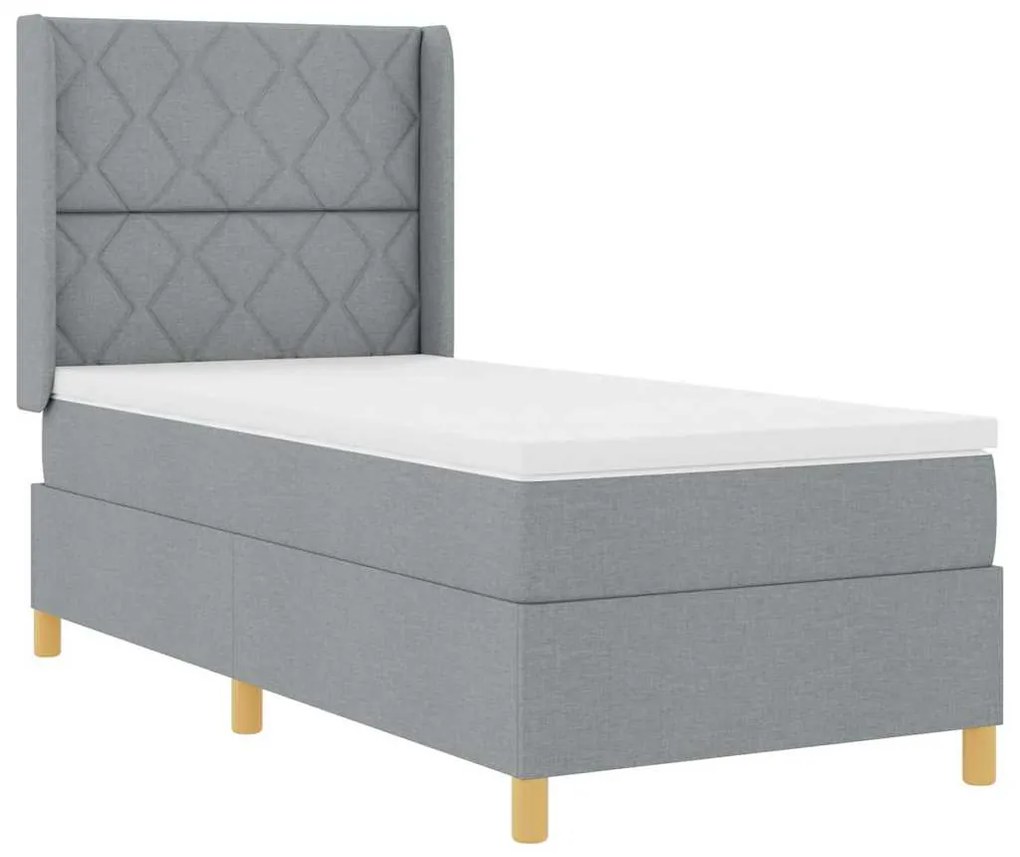 Cama Box com Colchão Cinza Claro 90x190 cm
