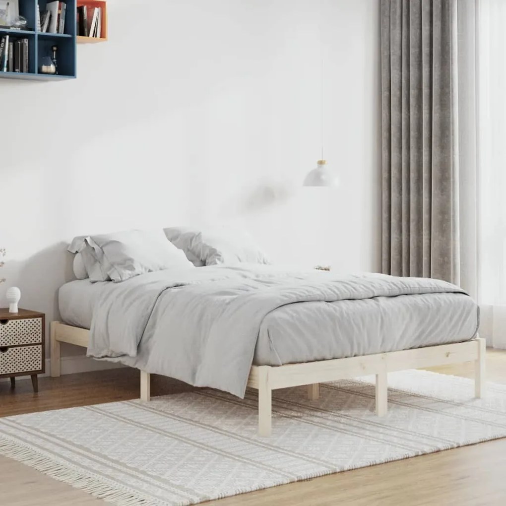 vidaXL Cama sem colchão 137x190 cm Full madeira de pinho maciça