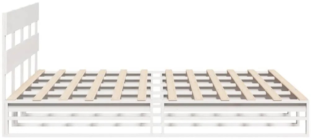 Cama sem colchão 200x200 cm madeira de pinho maciça branco