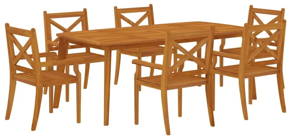 7 pcs conjunto de jantar para jardim madeira de acácia maciça