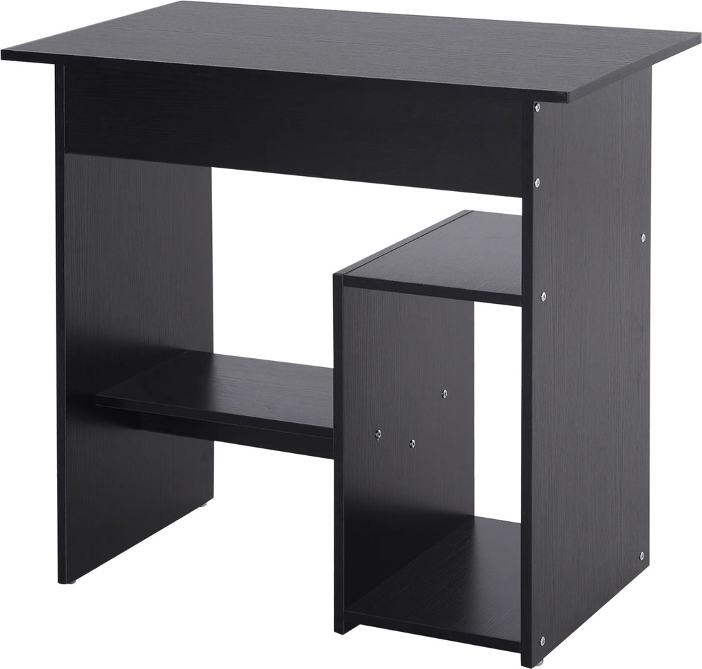 Secretária de Computador com Arrumação, 80 x 45 x 75 cm, Tabuleiro Deslizante para Teclado, Preto