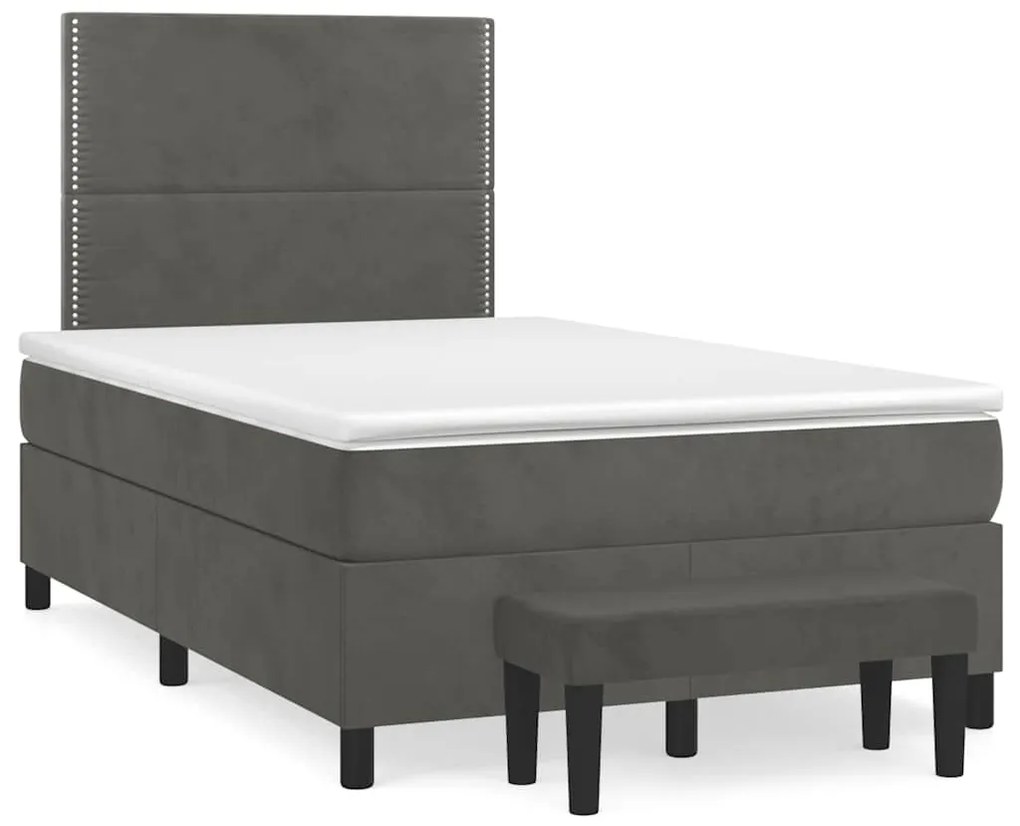 Cama boxspring com colchão 120x190 cm veludo cinzento-escuro