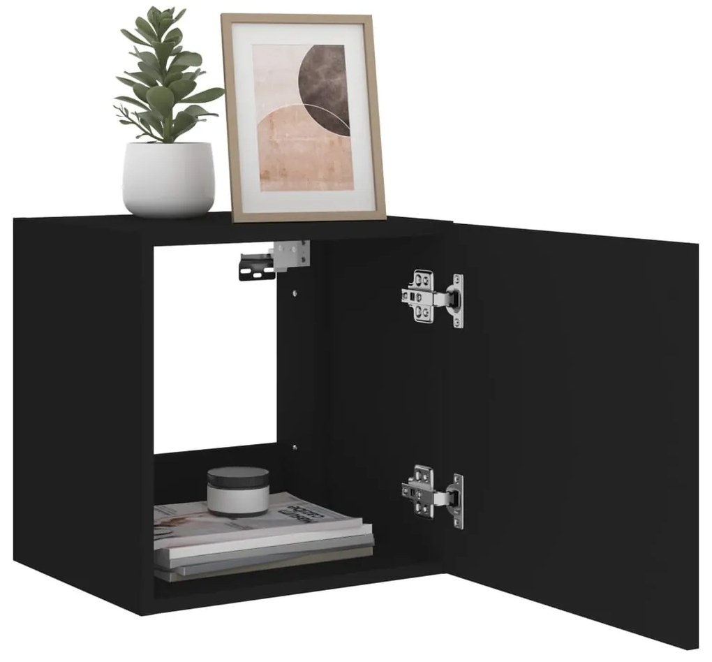 Móvel de parede para TV com luzes LED 40,5x35x40 cm preto
