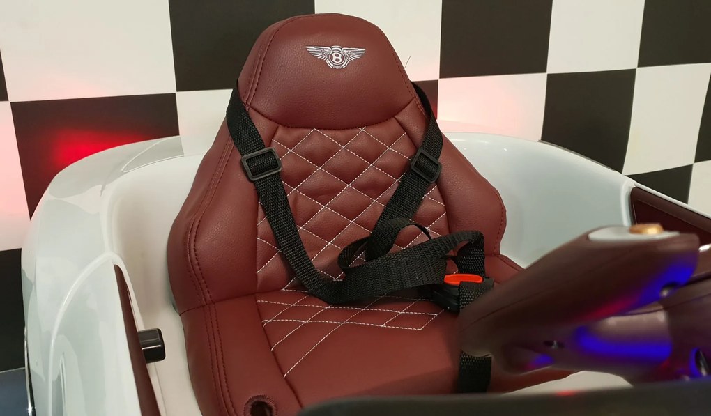 Carro eletrico infantil 12V Bentley EXP , pneus Borracha, Assento de couro, Controlo Remoto Branco
