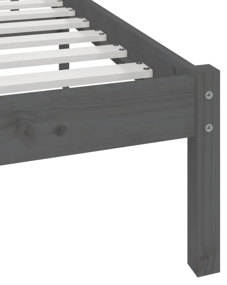 Estrutura de cama 200x200 cm pinho maciço cinzento