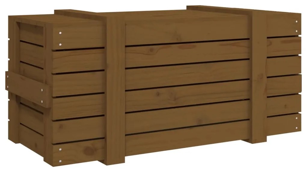 Caixa de arrumação 91x40,5x42 cm pinho maciço castanho mel