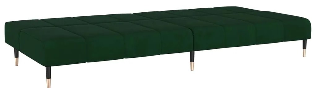 Sofá-cama de 2 lugares veludo verde-escuro