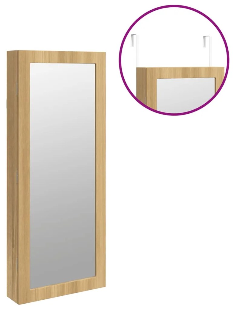 Móvel para joias de parede espelhado com luzes LED