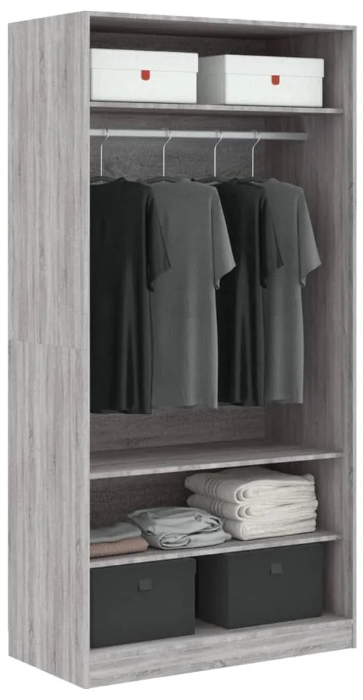 Roupeiro 100x50x200 cm derivados de madeira cinzento sonoma