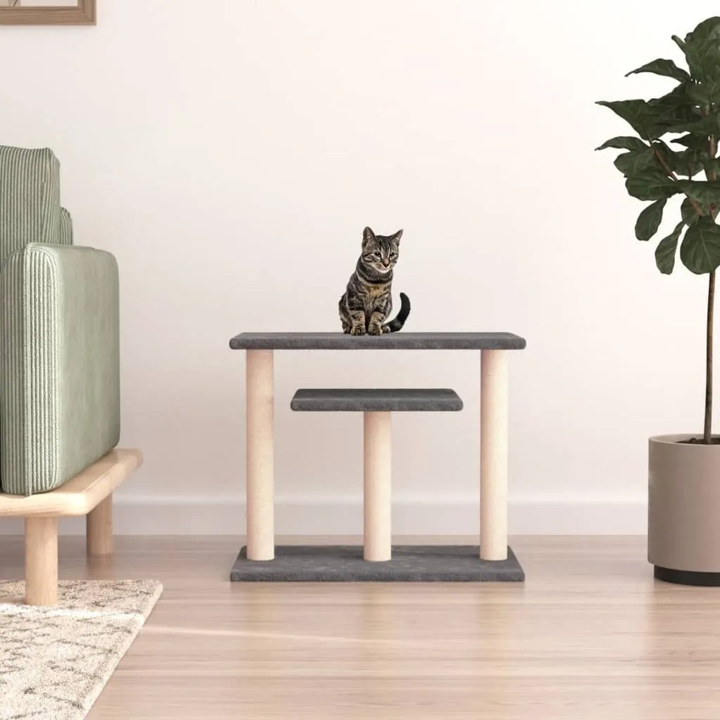 vidaXL Postes arranhadores p/ gatos c/ plataformas 62,5cm cinza-escuro