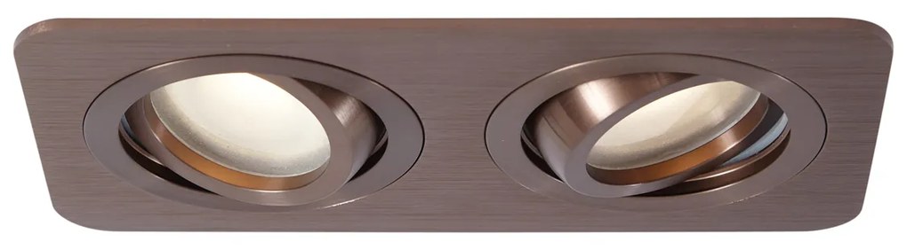 Conjunto de 6 focos embutidos redondos bronze escuro GU10 50mm giratórios e inclináveis IP44 2-luzes - Alberto