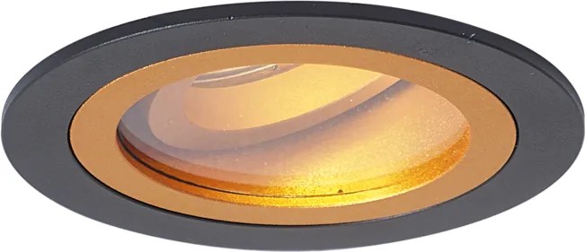 Conjunto de 6 focos embutidos modernos preto com dourado giratórios e inclináveis IP44 - Chuck