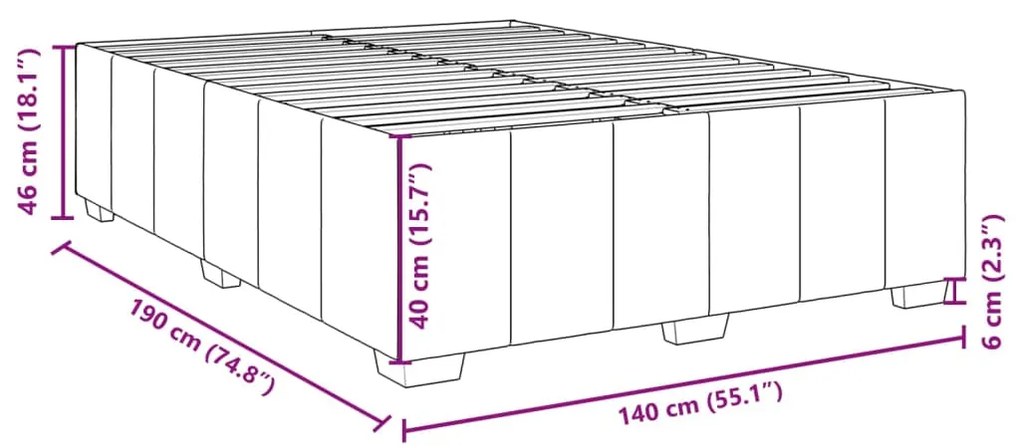 Estrutura de cama sem colchão 140x190 cm tecido preto